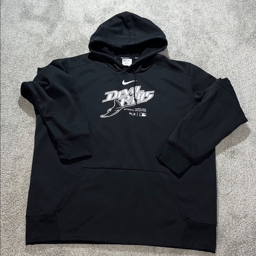 Authentic Big Man Tampa Bay Devil Rays MLB baseball Hooded hoodie sweatshirt XXL